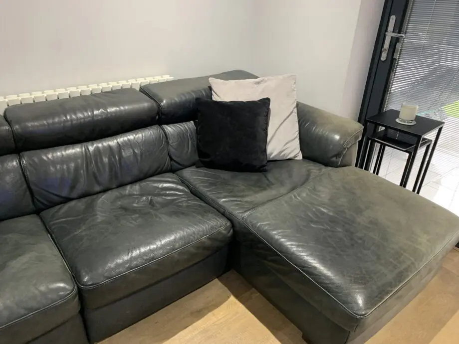 Danetti black leather large 3 seater sofa