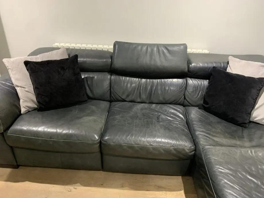 Danetti black leather large 3 seater sofa