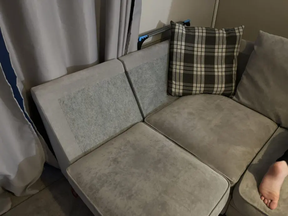 Right angle corner sofa light grey from Love sofas.