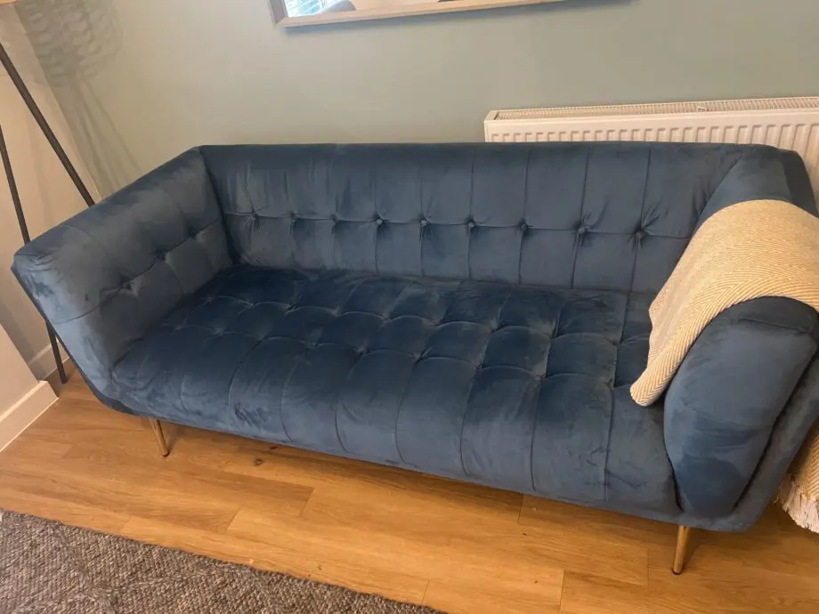 Harita 3 seat teal velvet sofa