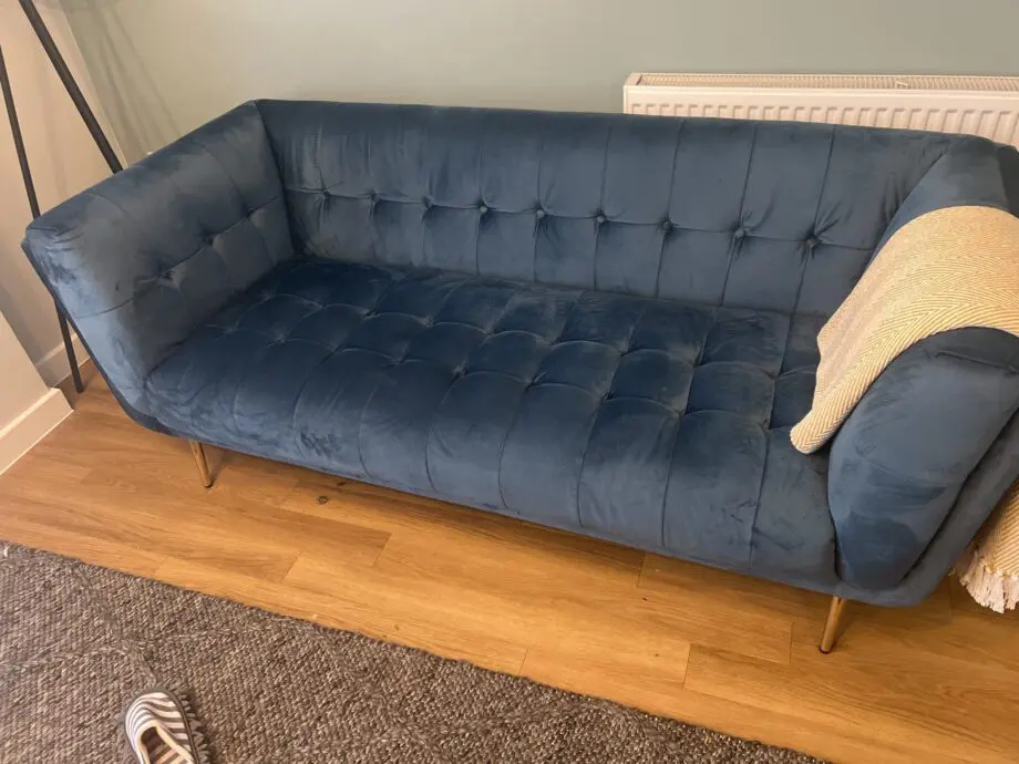 Harita 3 seat teal velvet sofa