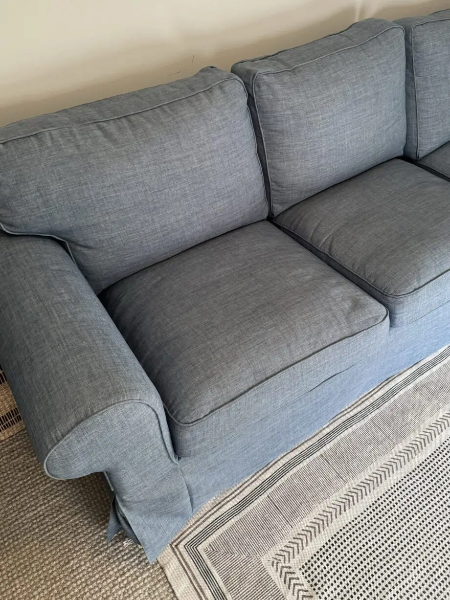 IKEA EKTORP Corner sofa with custom blue cover from Comfortworks