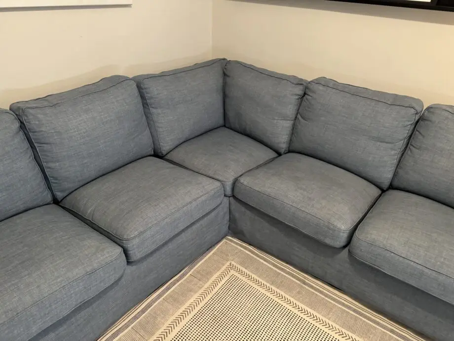 IKEA EKTORP Corner sofa with custom blue cover from Comfortworks