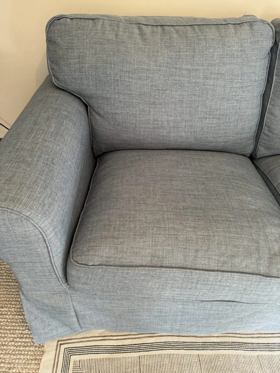 IKEA EKTORP Corner sofa with custom blue cover from Comfortworks