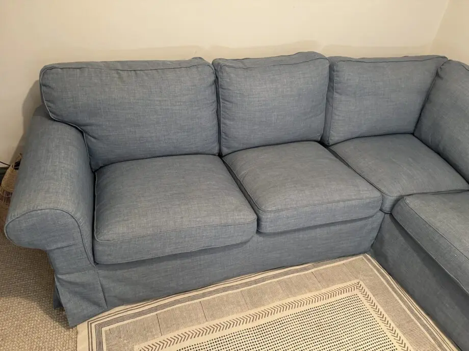 IKEA EKTORP Corner sofa with custom blue cover from Comfortworks
