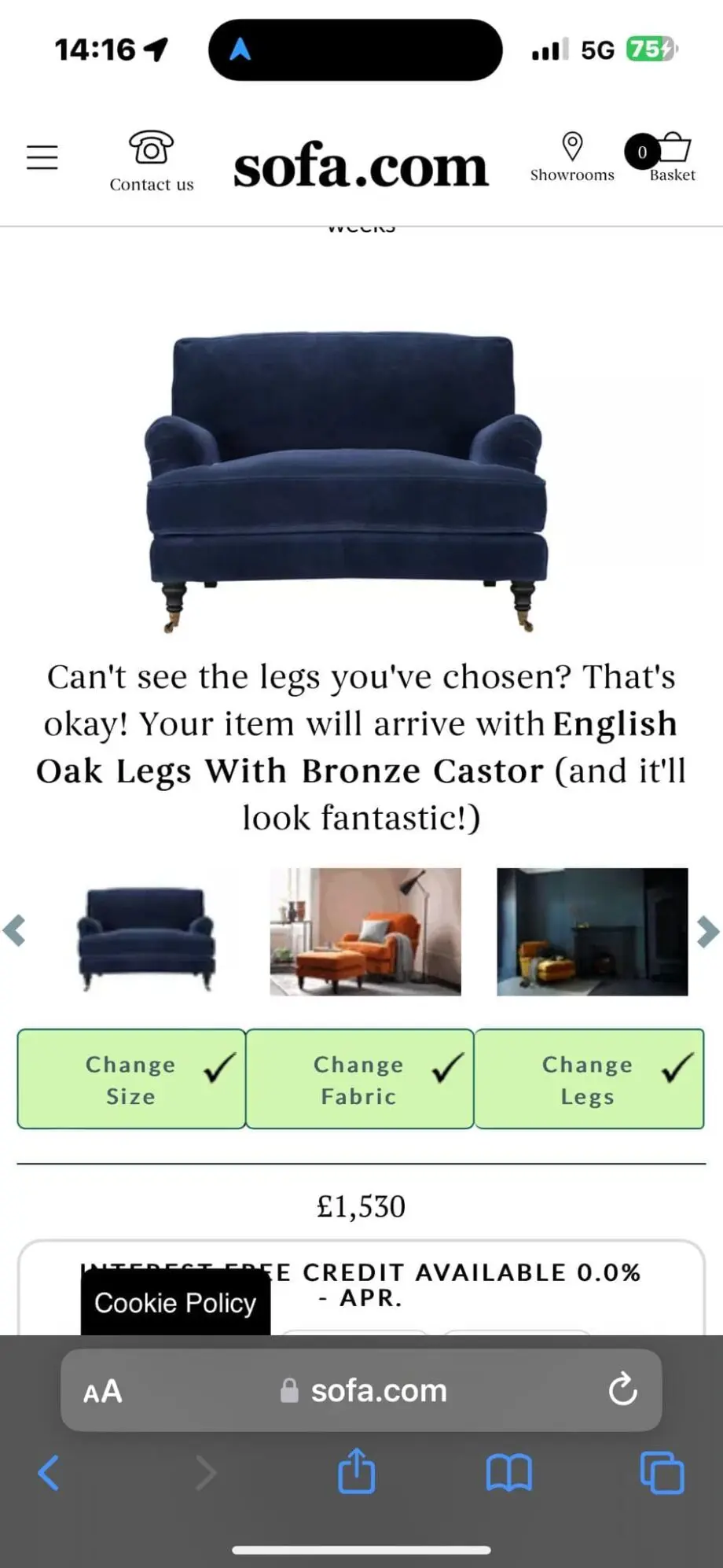 Otto Sofa, Cruise blue, English Oak legs, three seater, also willing to include a love seat which is also pictured