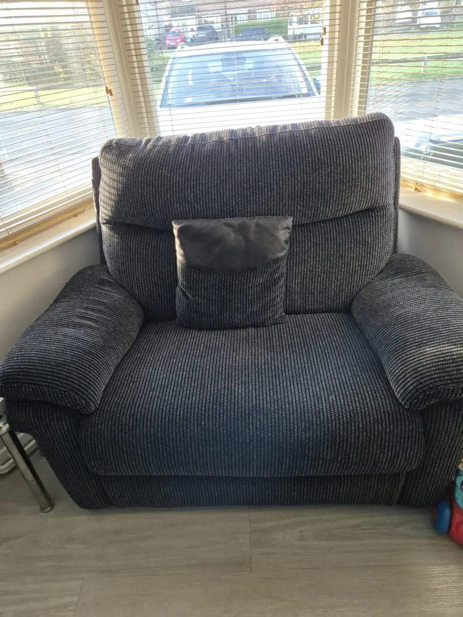 3 piece black material sofa set