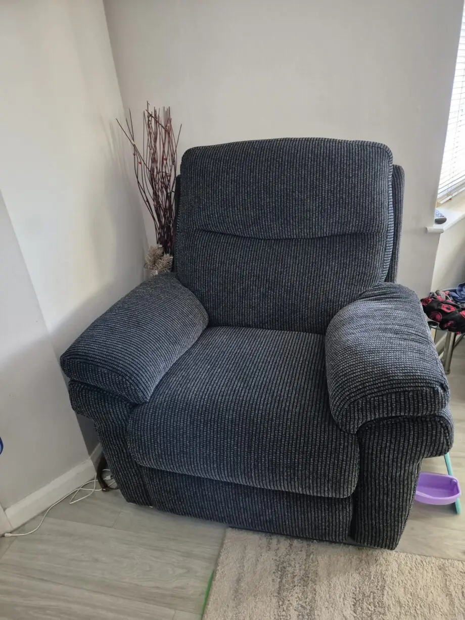 3 piece black material sofa set
