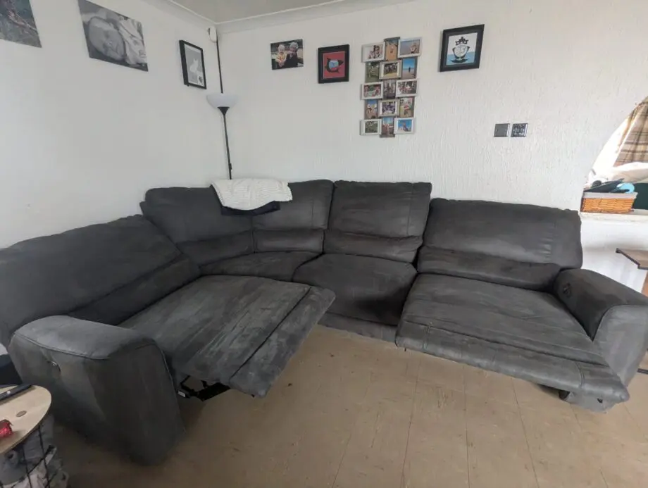 FABB FURNITURE NIMBUS CHARCOAL GREY POWER RECLINER CORNER SOFA