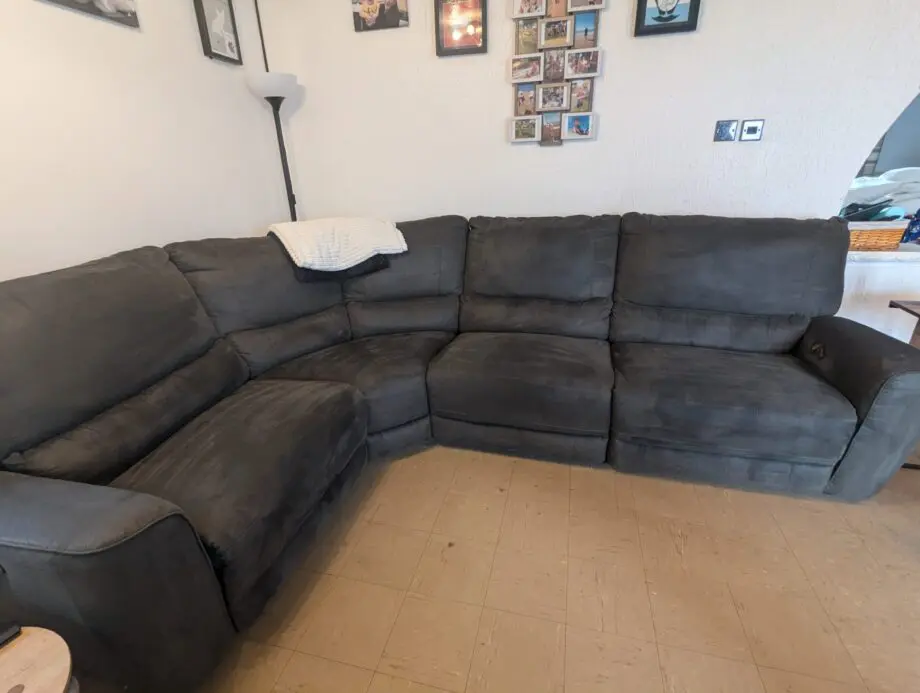 FABB FURNITURE NIMBUS CHARCOAL GREY POWER RECLINER CORNER SOFA