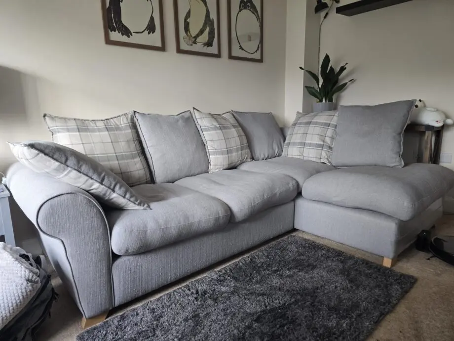 DFS Owen Pillow Back Left Hand Facing Arm Corner Sofa - Cotswold Ash Combination