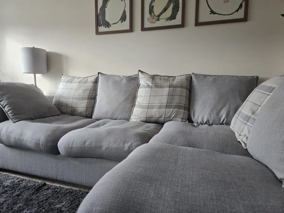 DFS Owen Pillow Back Left Hand Facing Arm Corner Sofa - Cotswold Ash Combination
