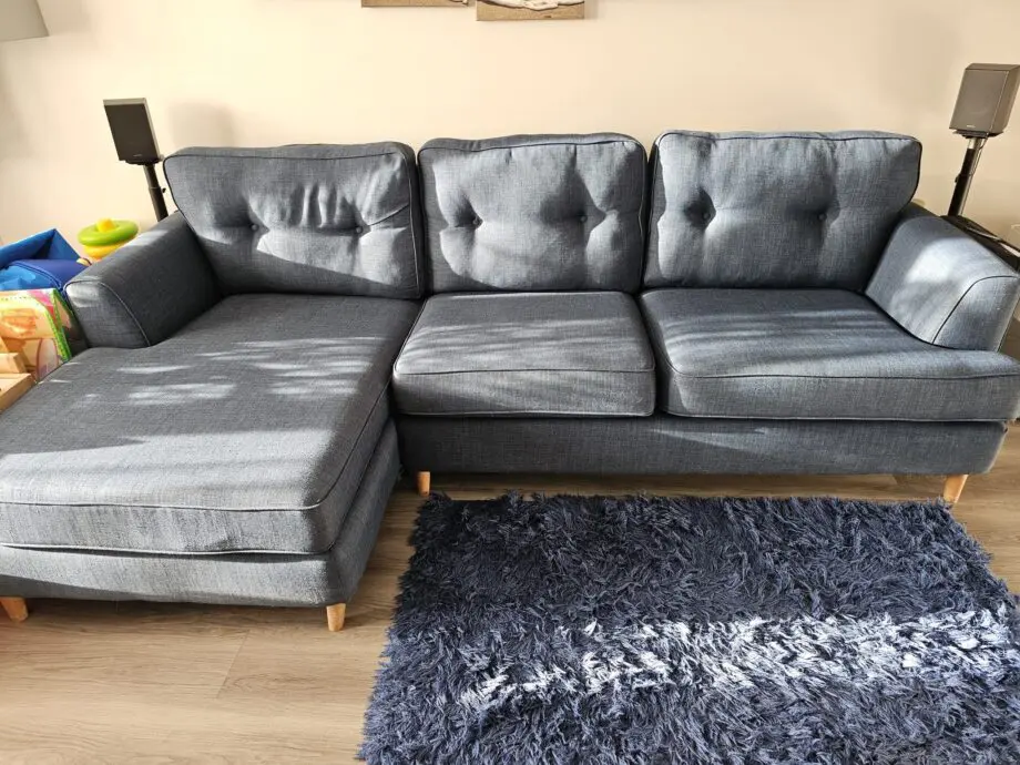 SofaSofa Poppy Collection Chaise Sofa in Linoso Midnight