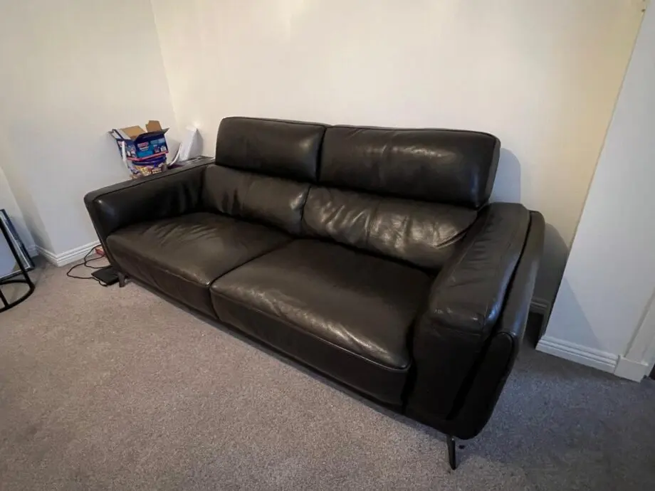 TYPE: 3-seater fixed leather, COLOUR: teak (dark brown), BRAND: San Antonio