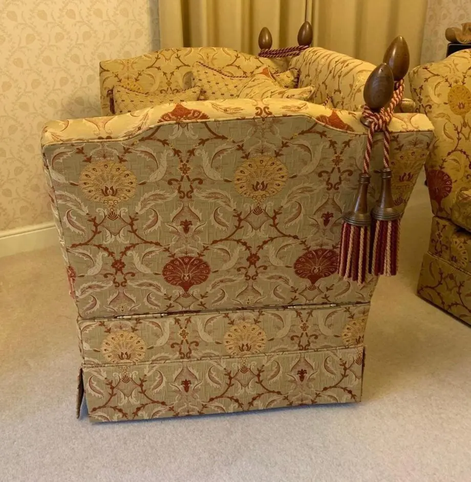 David Gundry Manhattan Minor Knole Sofa and 2 Love Chairs in Ottoman Spice gold fabric