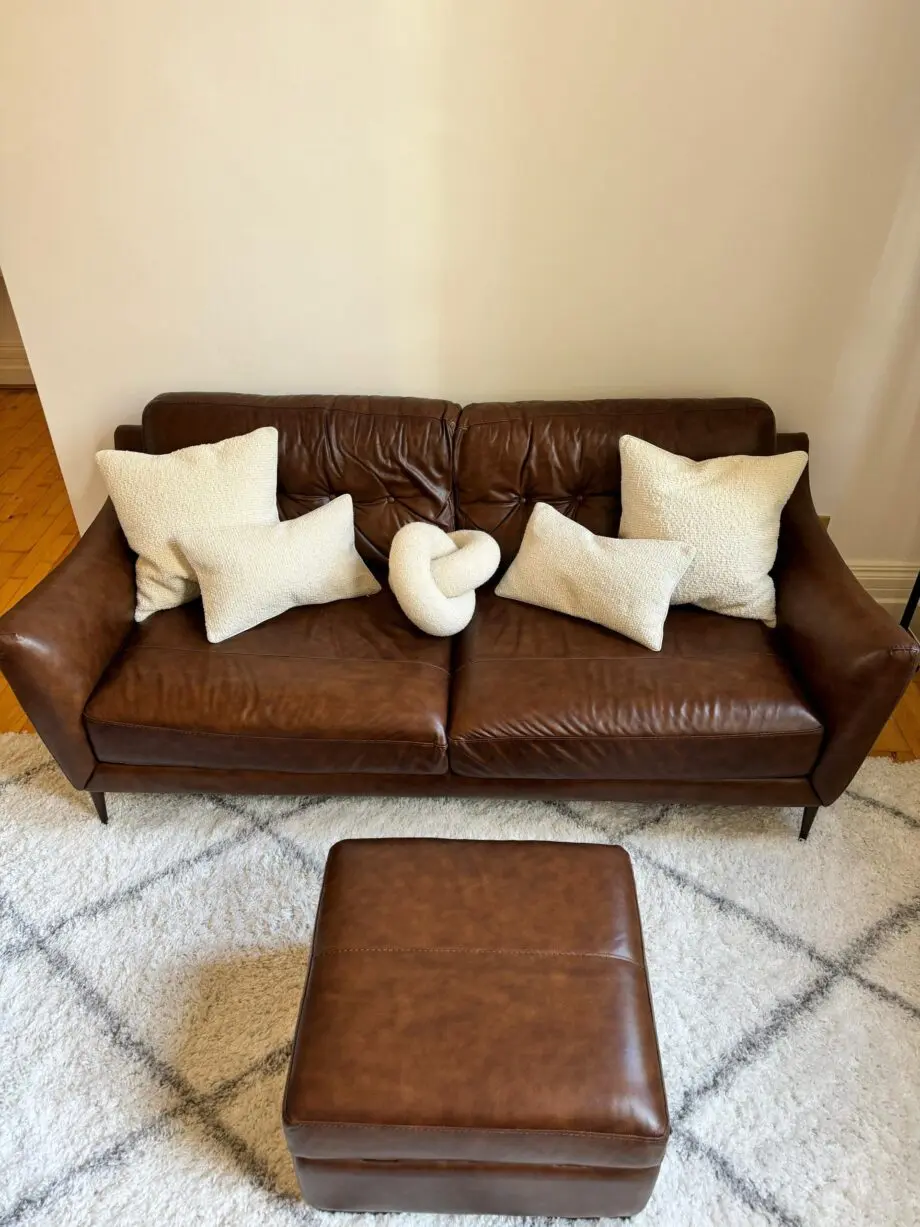 Sofology Cordelia Alaska Whisky Brown Leather Sofa Set