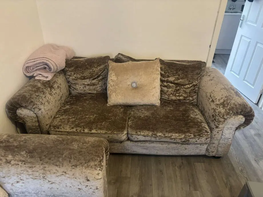 3 seater rose gold sofa.