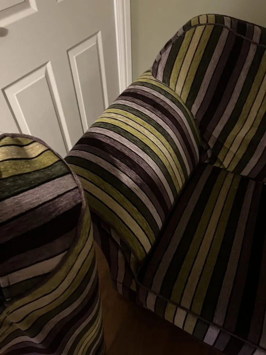 Italian Stripe large 2 seater sofa (purple, green and cream)