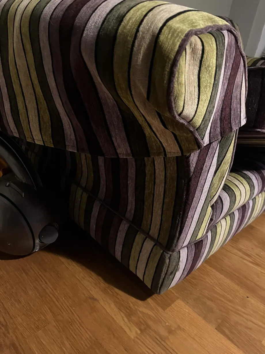 Italian Stripe large 2 seater sofa (purple, green and cream)