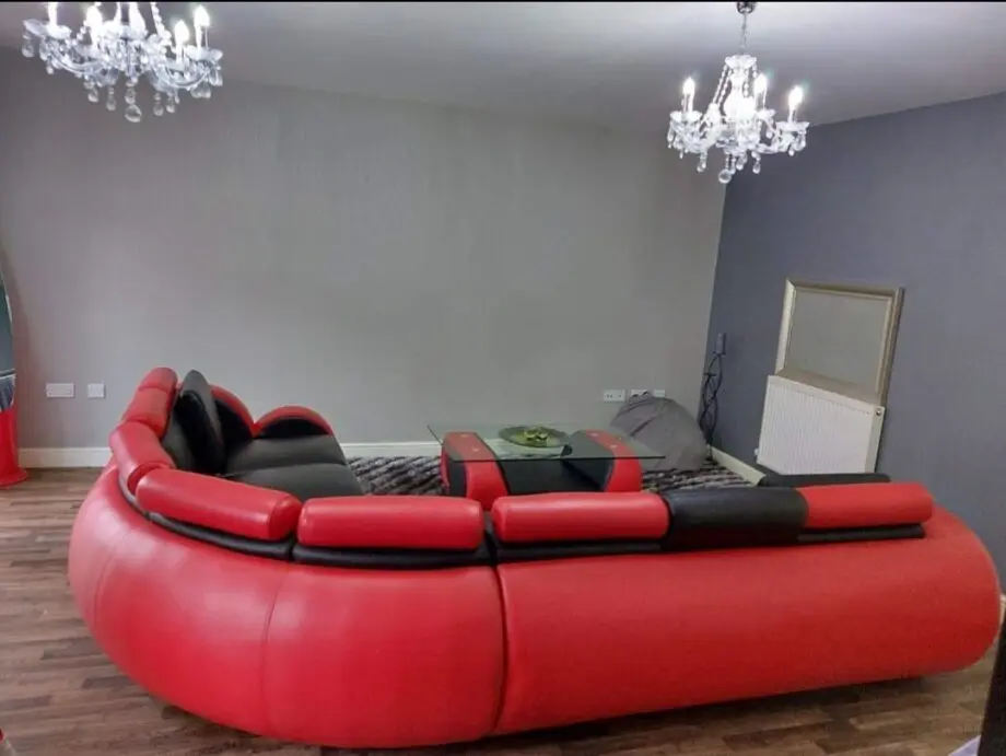 Red and blacl S8-9 seater Sofa,table Mirror