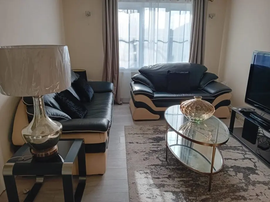 Black and Cream Italian Leather sofas