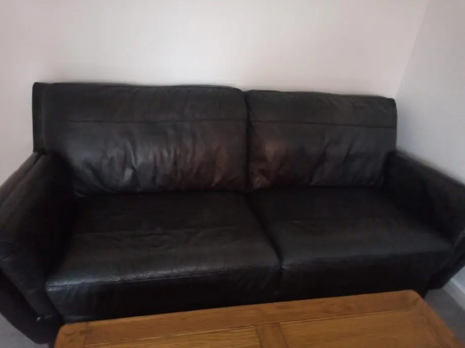 3+1+1 Black Leather Sofa set