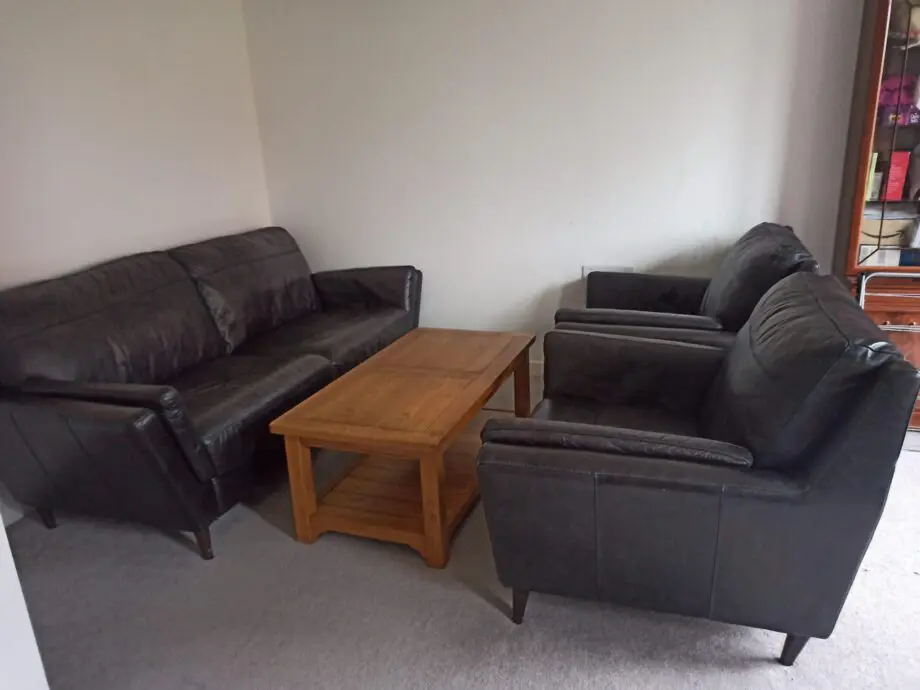 3+1+1 Black Leather Sofa set