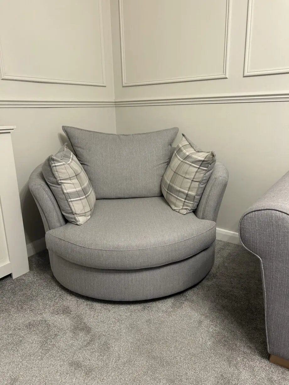 Grey Left Corner Sofa & Swivel Chair (Owen DFS)