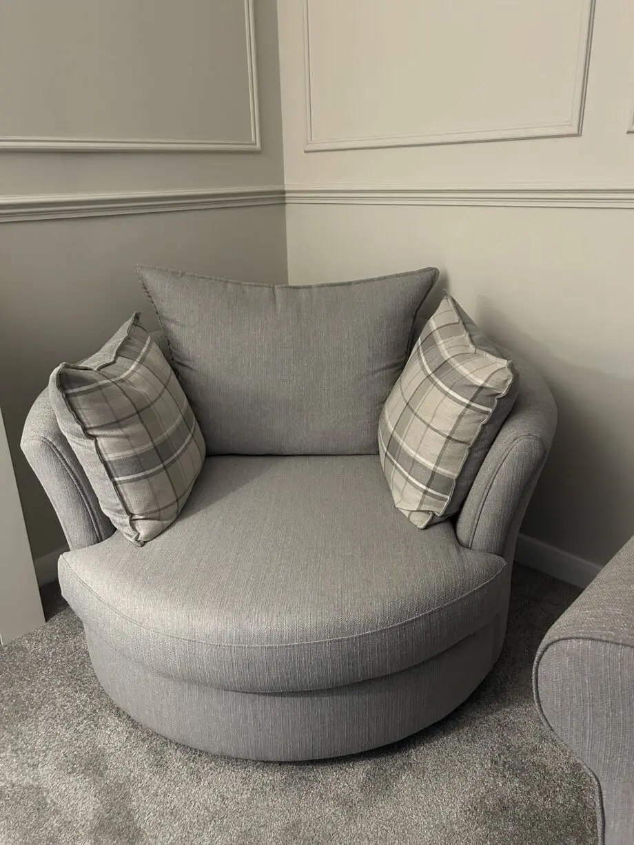 Grey Left Corner Sofa & Swivel Chair (Owen DFS)