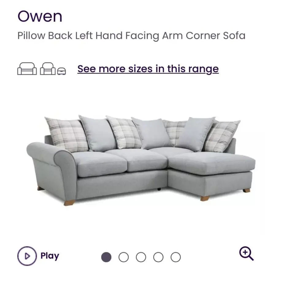 Grey Left Corner Sofa & Swivel Chair (Owen DFS)