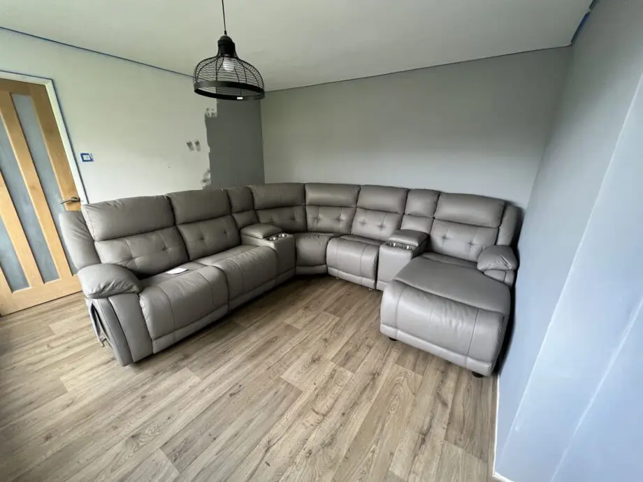 Lay-Z-Boy Corner Leather Sofa - Grey