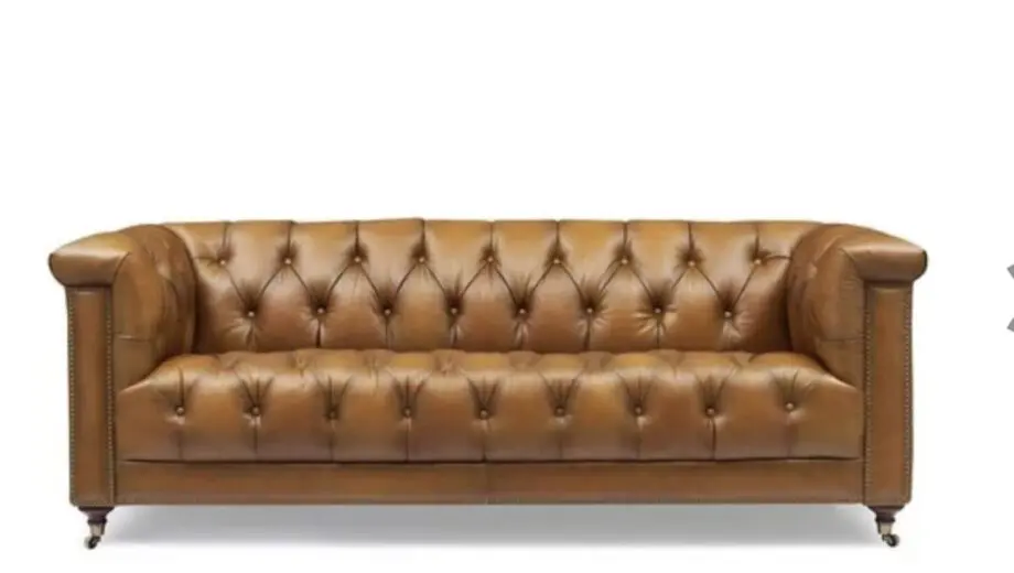 At The Helm Wallace 3 Seater Leather Chesterfield Sofa