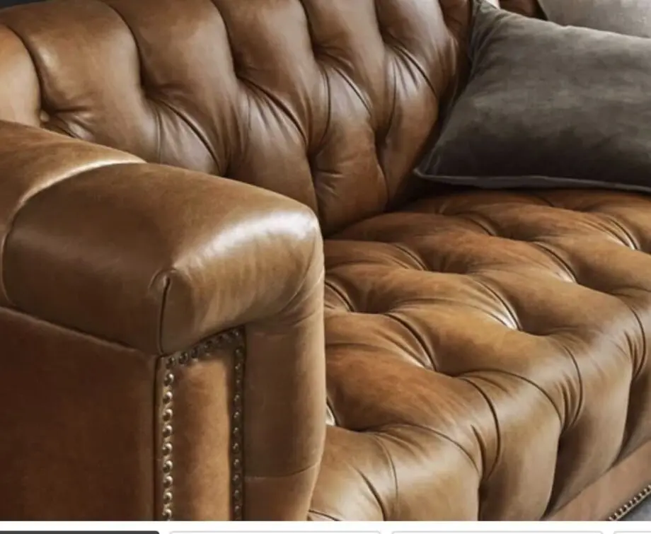 At The Helm Wallace 3 Seater Leather Chesterfield Sofa