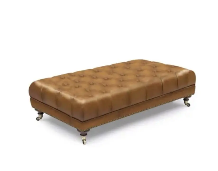At The Helm Wallace Leather Rectangular Footstool