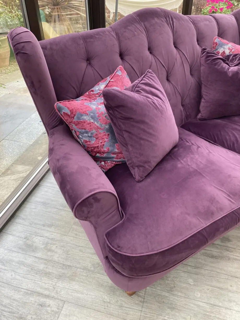 Sofology purple three seater sofa