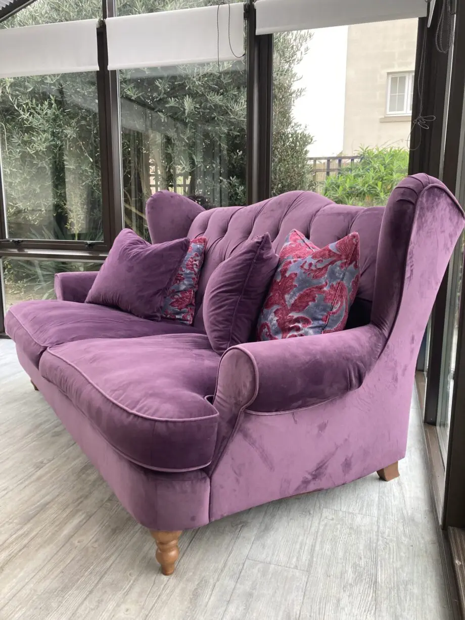 Sofology purple three seater sofa