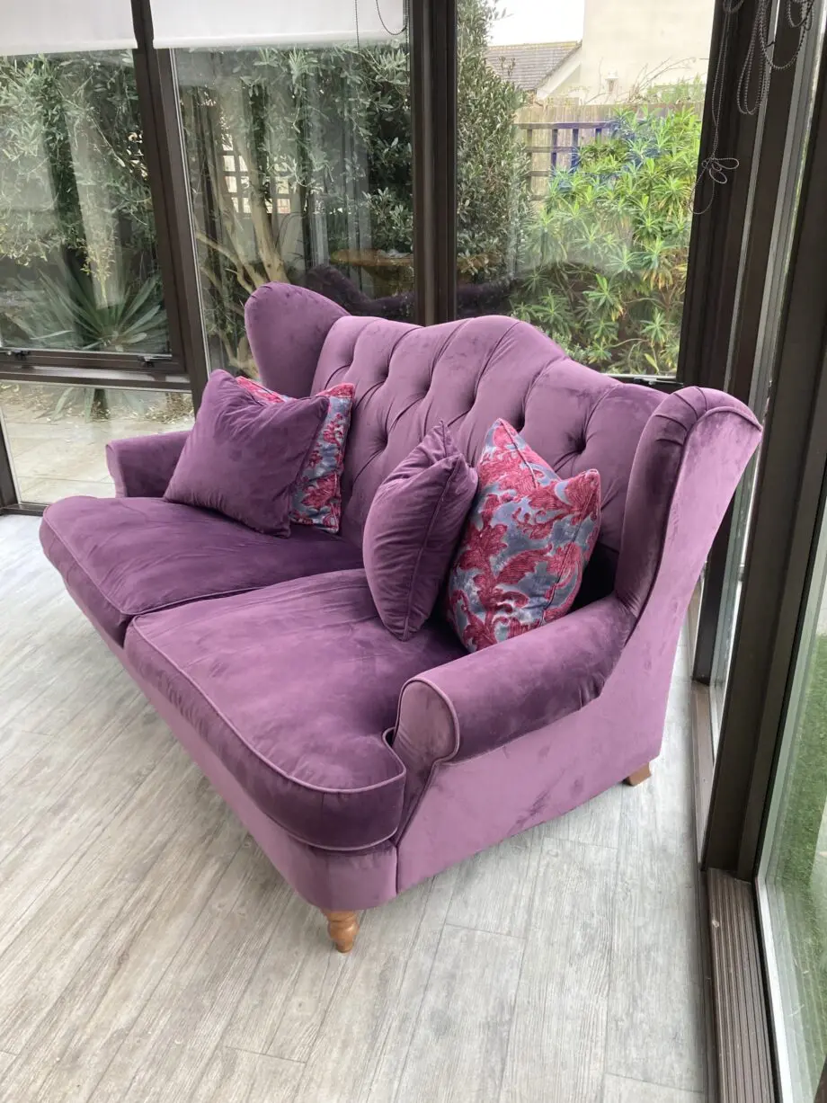 Sofology purple three seater sofa