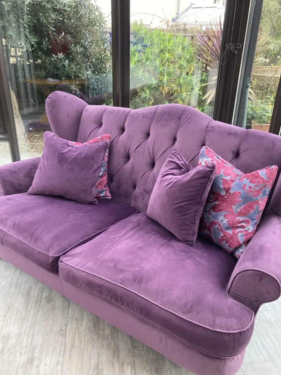 Sofology purple three seater sofa