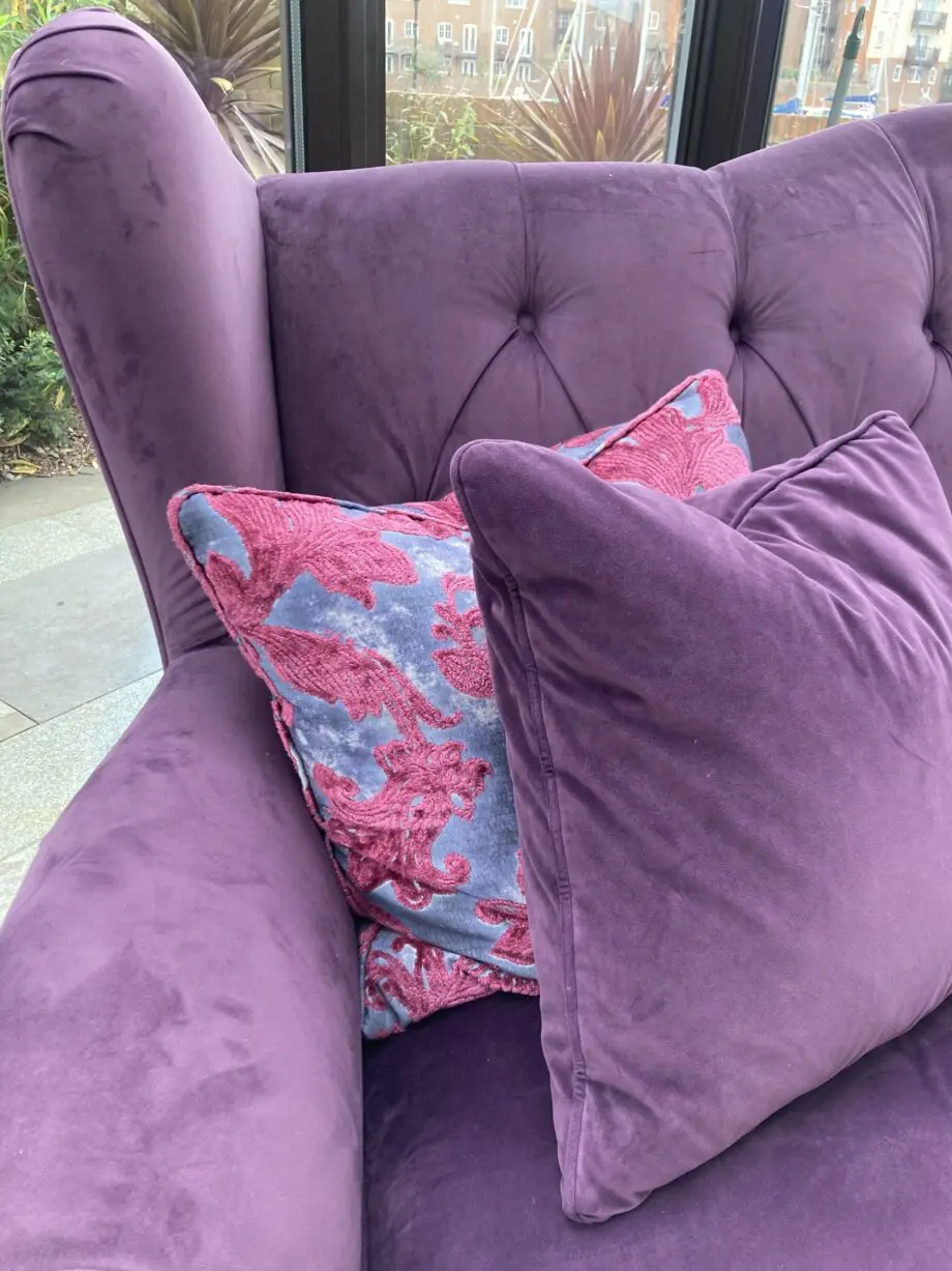 Sofology purple three seater sofa