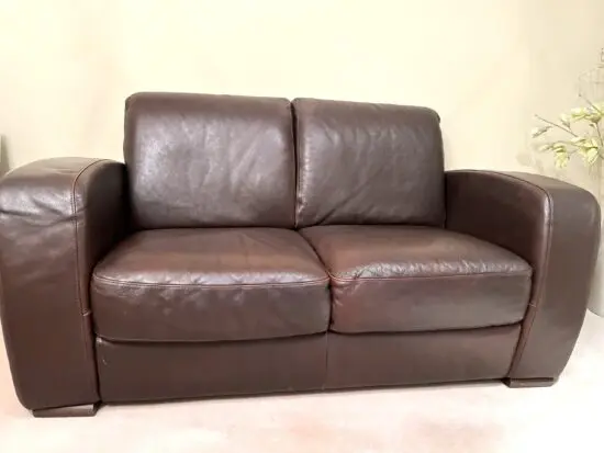 Brown leather sofa