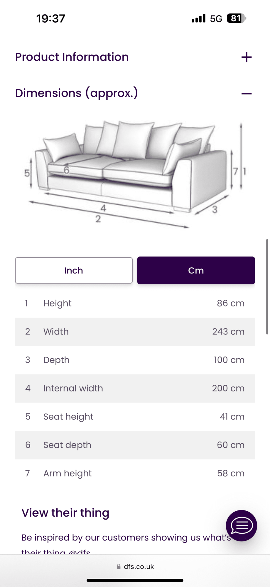 4 Seater DFS Sofa - Super Comfy - 2 years old