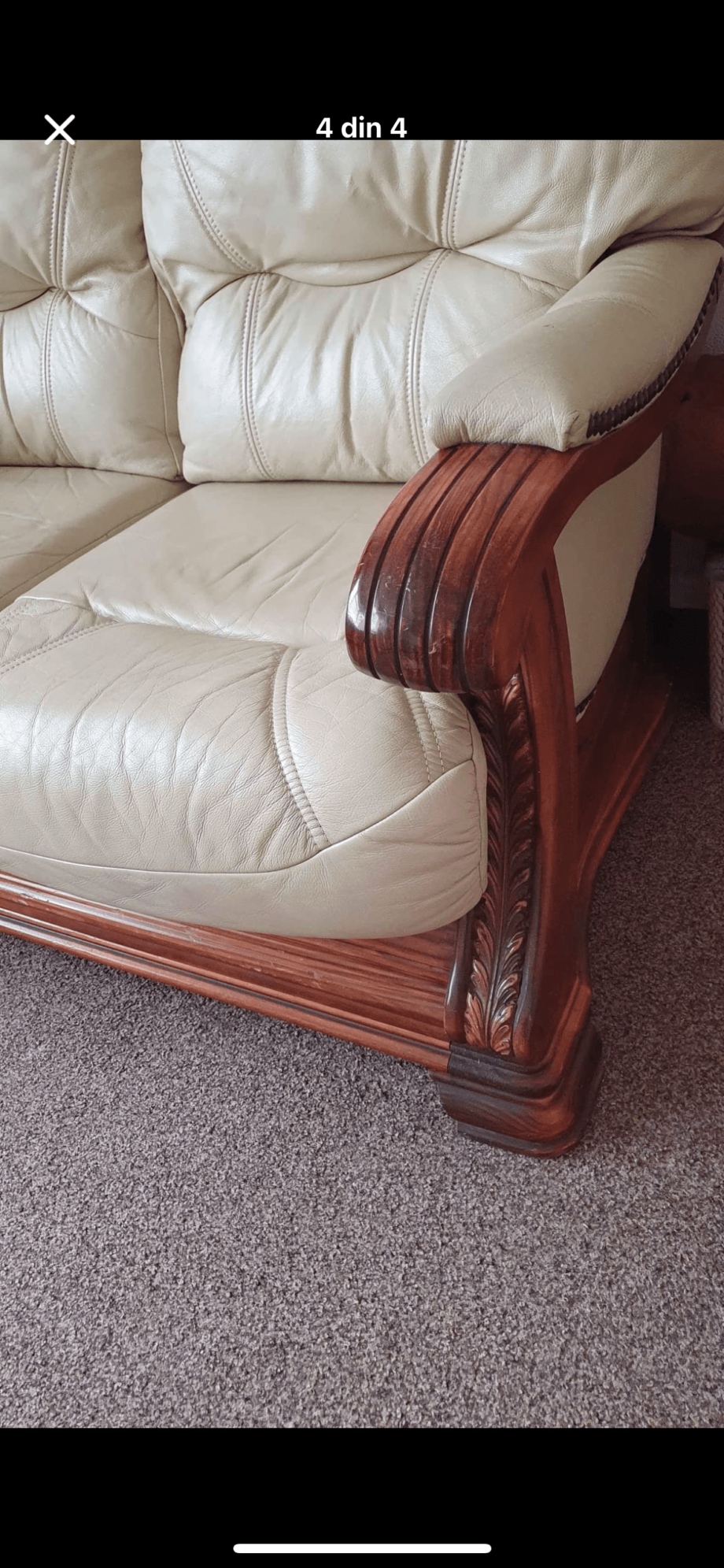 Leather cream sofa