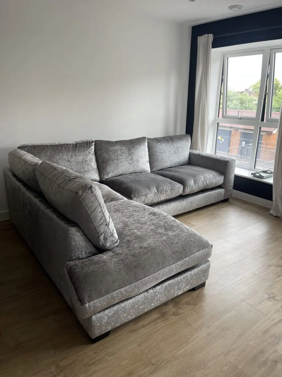 DFS crushed velvet grey