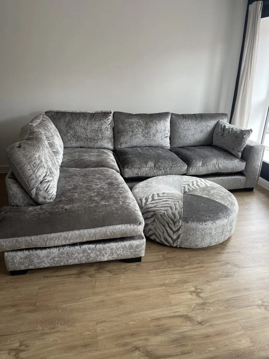 DFS crushed velvet grey