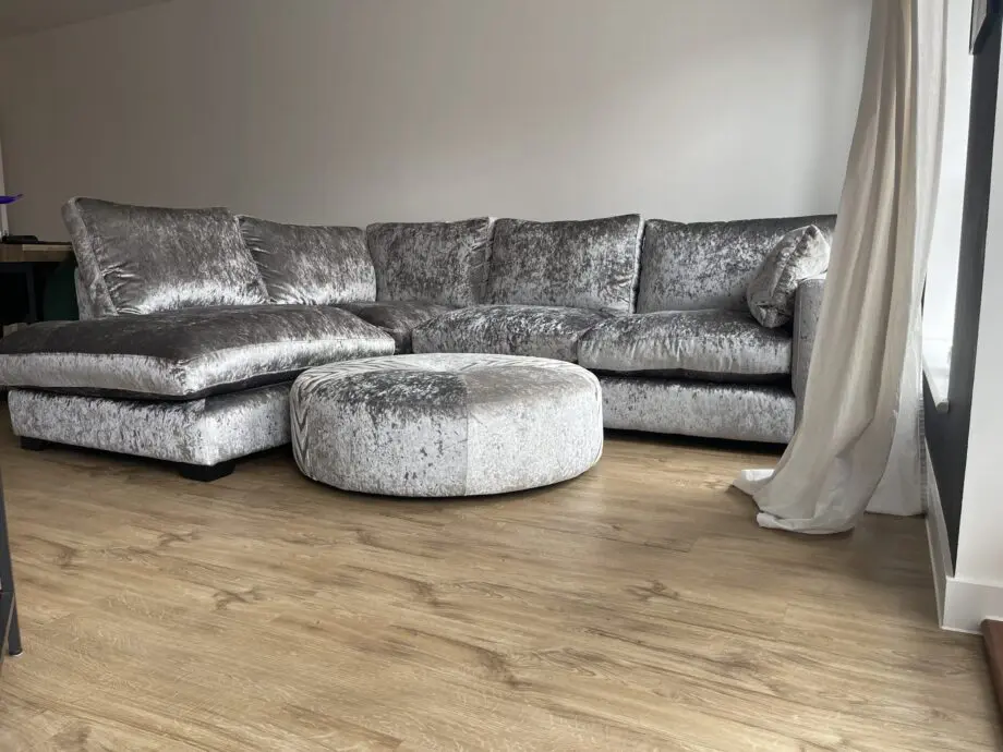 DFS crushed velvet grey