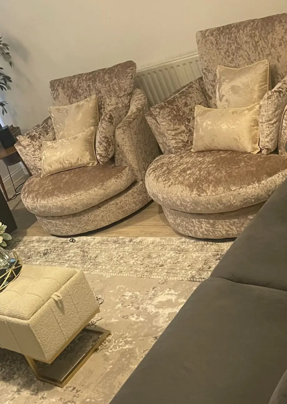 Dunlem Blake Crushed Velvet Swivel twin Chairs