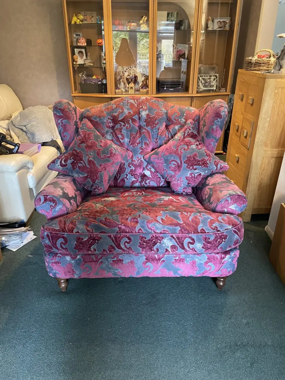 Sofology Liherte - Purple and Grey Fabric Love Seat
