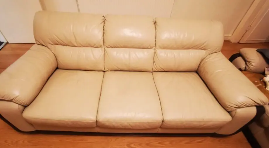 2x genuine leather 3 seater sofas