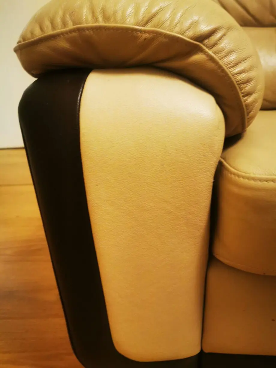 2x genuine leather 3 seater sofas