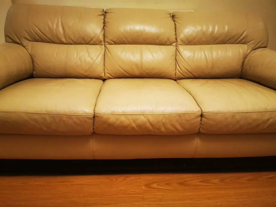 2x genuine leather 3 seater sofas